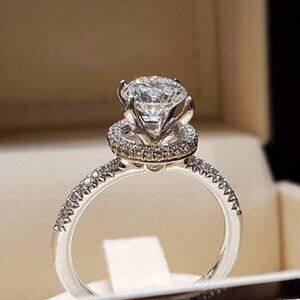 Ulani Engagement Ring - 925 Silver - .75 K brilliant White CZ Center Stone